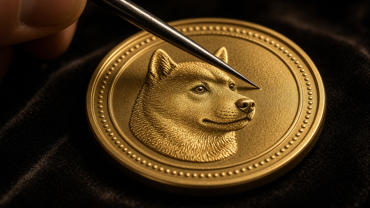 A gold coin under an engraving needle
